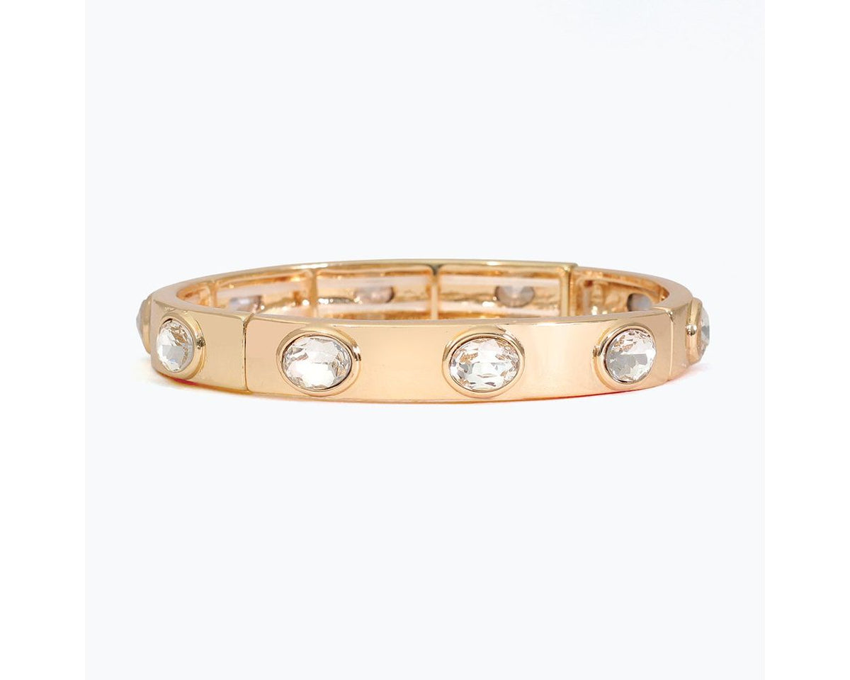Polished Gold with Bezel Set Crystals Bracelet by Periwinkle