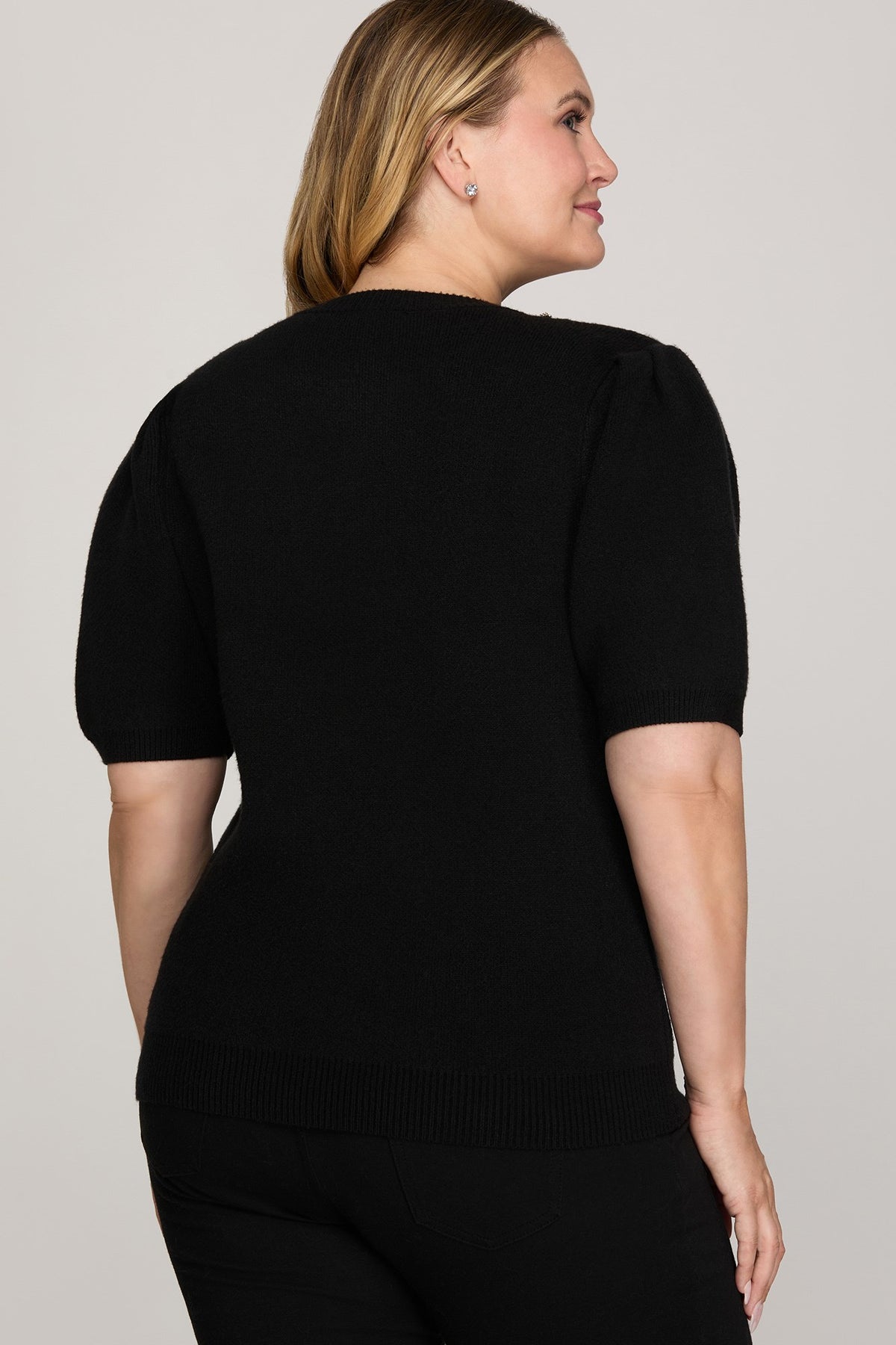 Midnight Sparkle Bow Sweater by She+Sky
