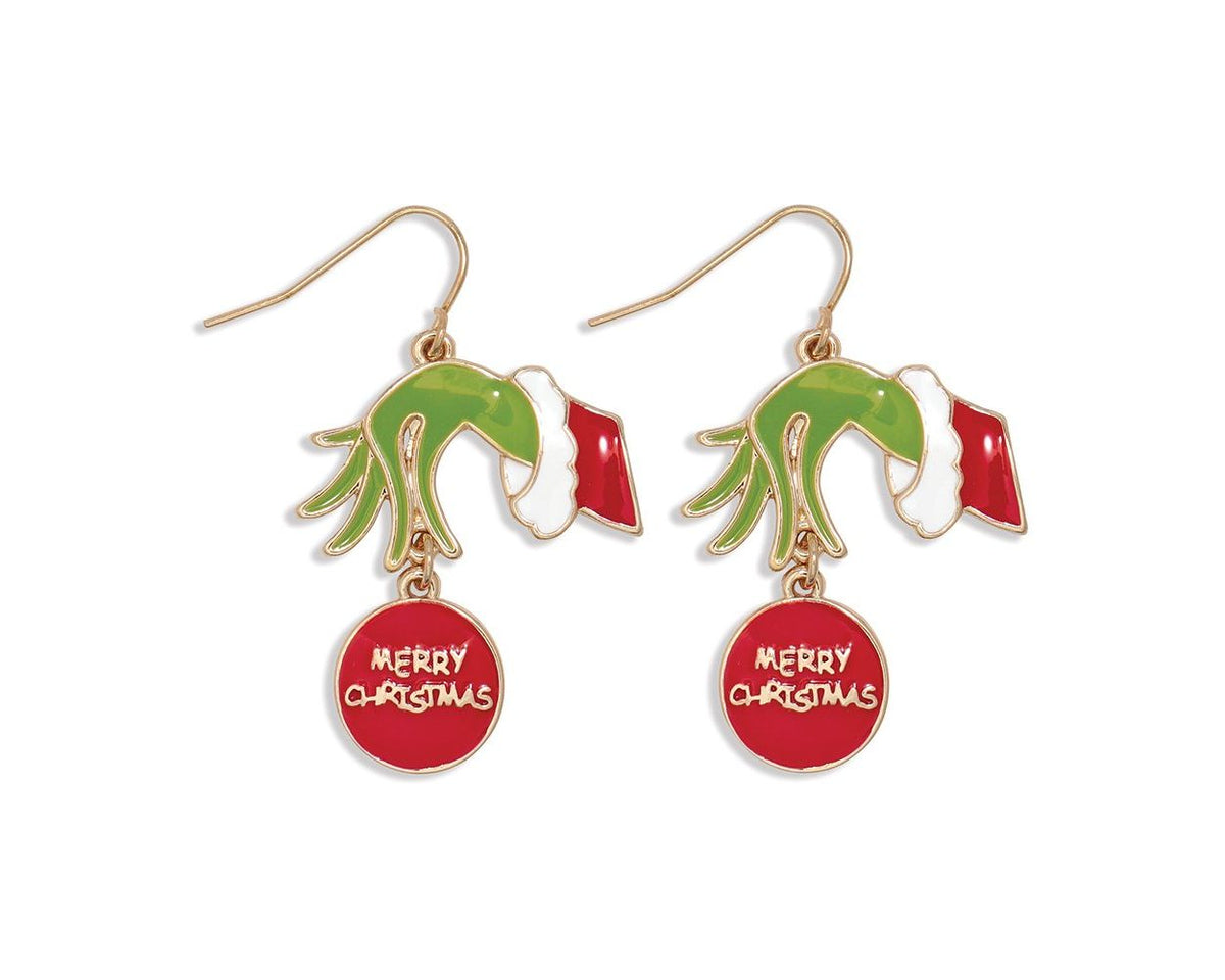 Merry Christmas from the Mean One- Earrings by Periwinkle