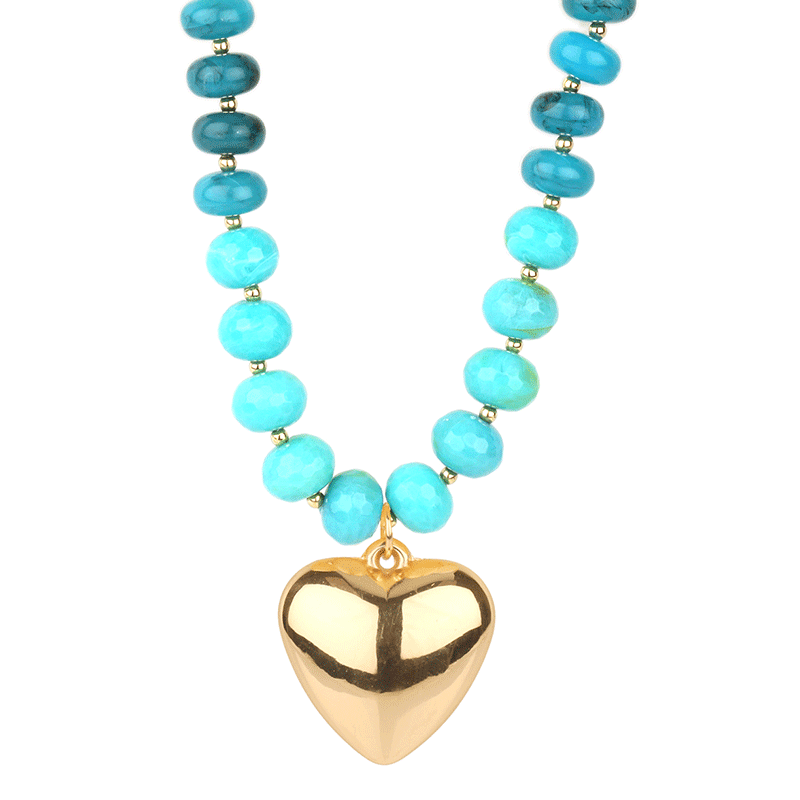 Marble Bead w/ Heart Necklace - 18"