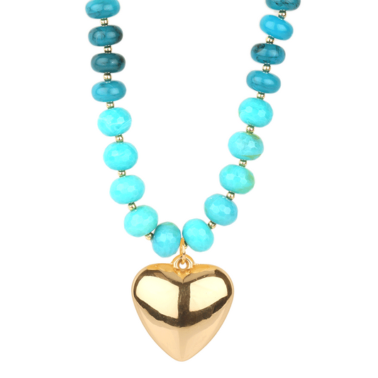 Marble Bead w/ Heart Necklace - 18"