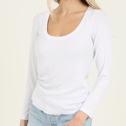 U-Neck Ribbed Tunic Top by Angie