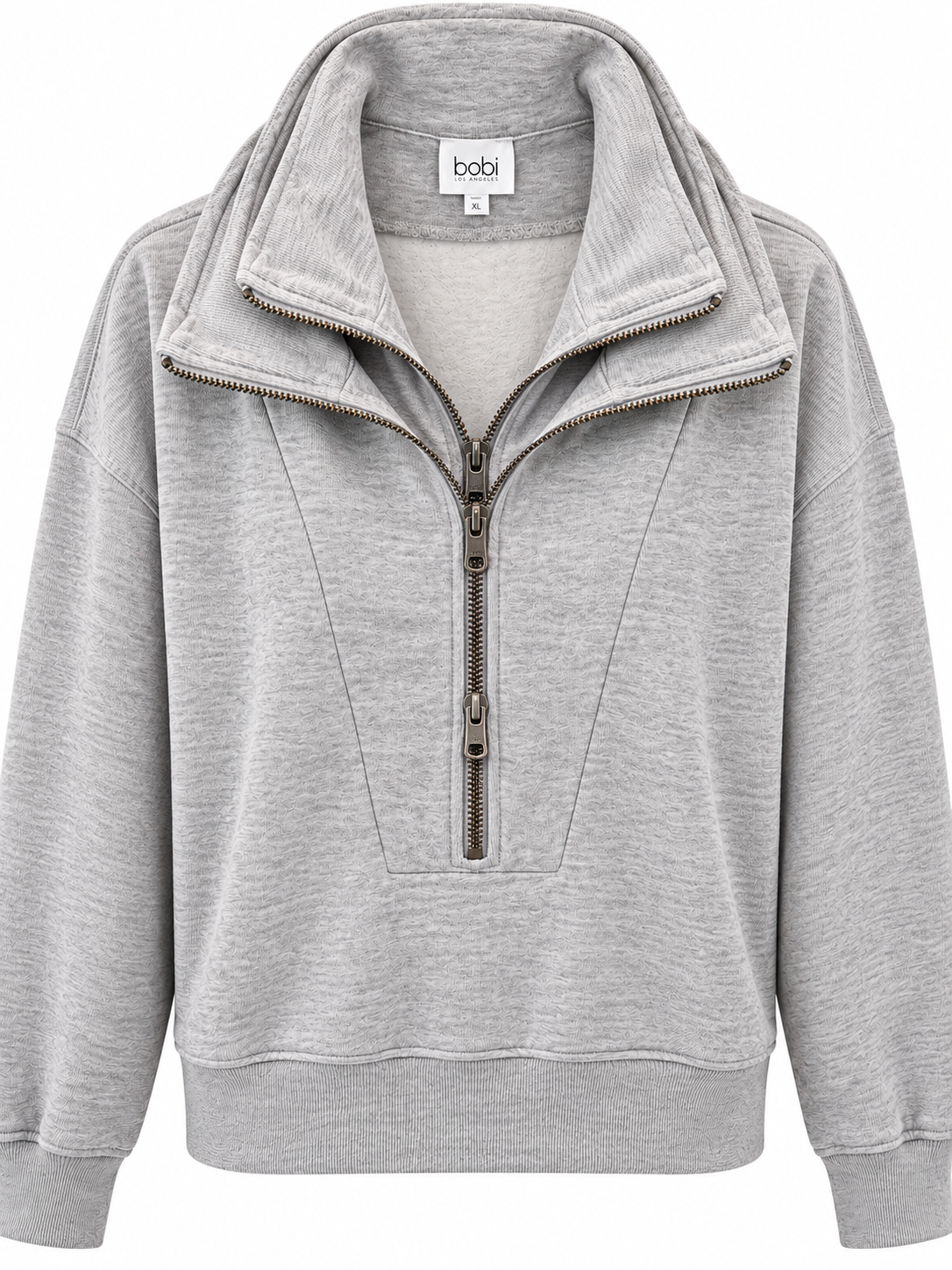 Double zip funnel neck pullover-Light Taupe