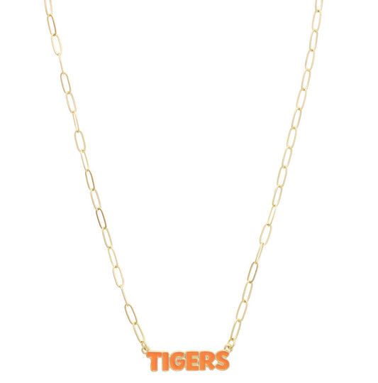 Clemson Tigers Puffy Nameplate Necklace