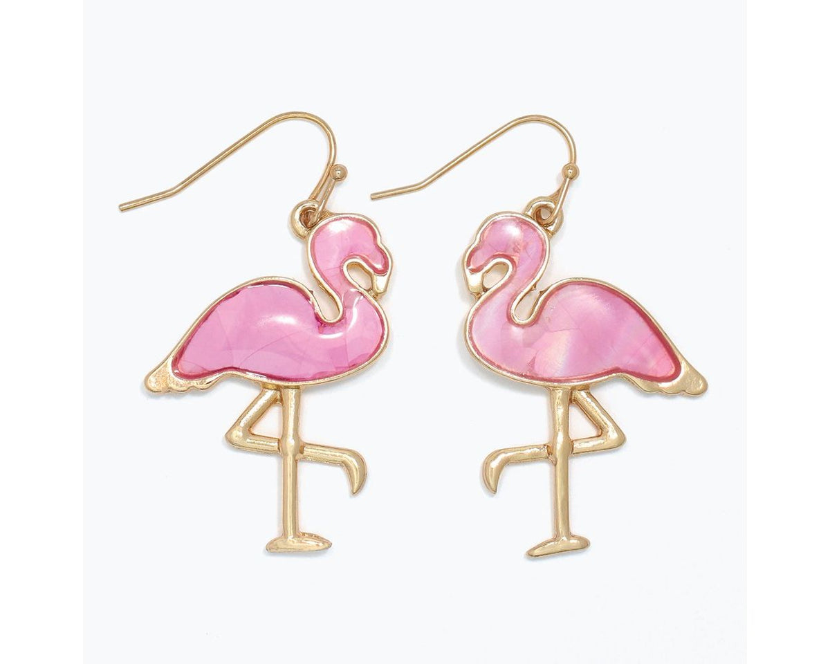 Flamingos w/ Pink Mother-of-Pearl Earrings by Periwinkle