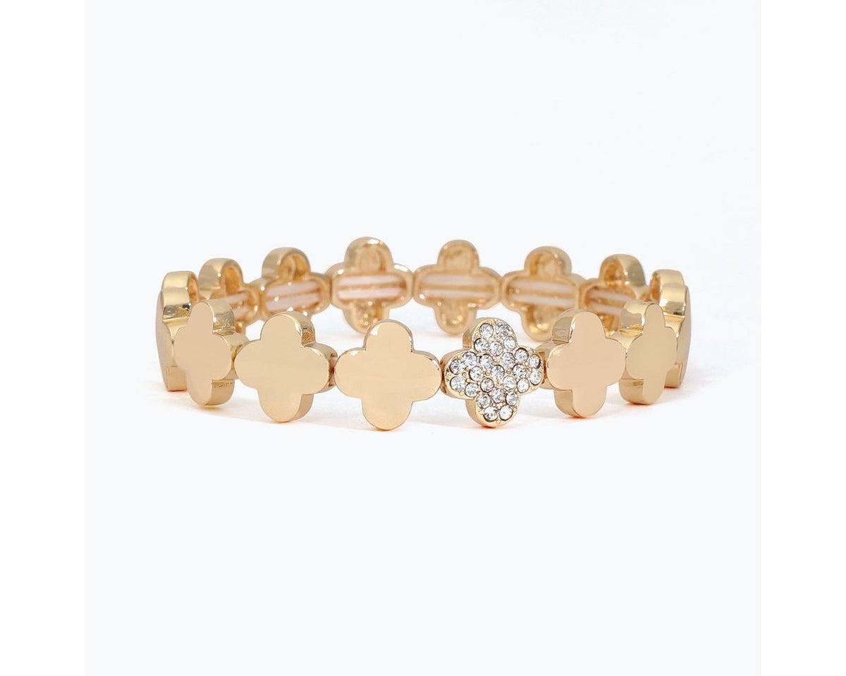 LInked Gold Clovers with Pave Accent