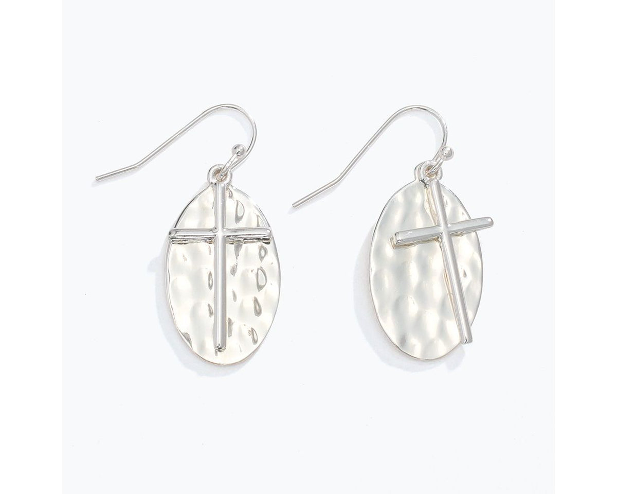 Crosses Over Hammered Silver Earrings by Periwinkle