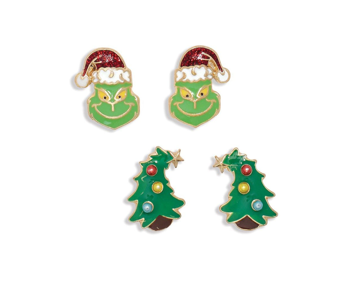 Grinchmas Cheer Stud Earring Set by Periwinkle