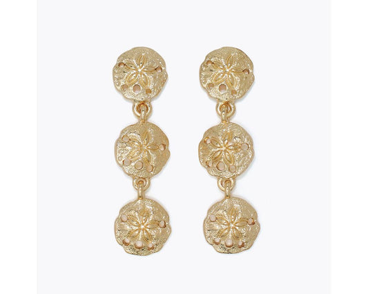 Textured Gold Sand Dollar Dangles by Periwinkle