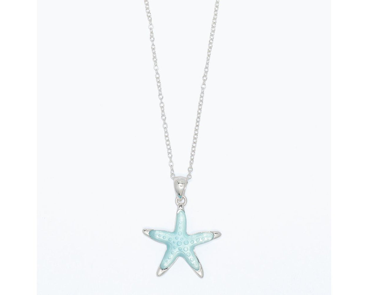Starfish Necklace w/Luminescent Soft Aqua Inlay