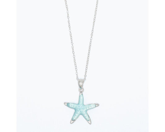 Starfish Necklace w/Luminescent Soft Aqua Inlay
