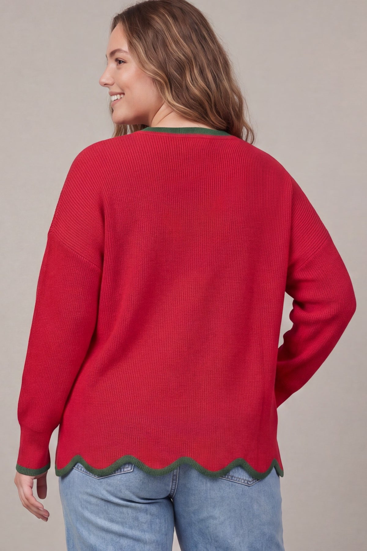 Mistletoe Merry Scallop Sweater by She+Sky