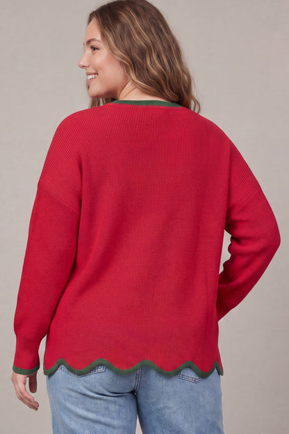 Mistletoe Merry Scallop Sweater by She+Sky