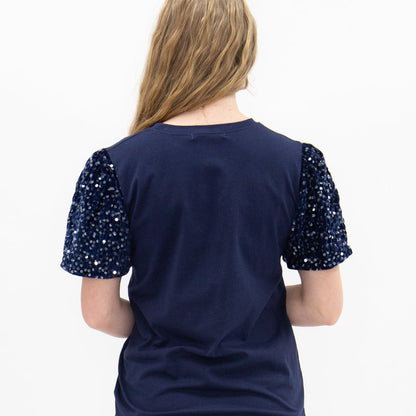 Tinsel & Tartan Sequin Sleeve Top by Grace+Emma