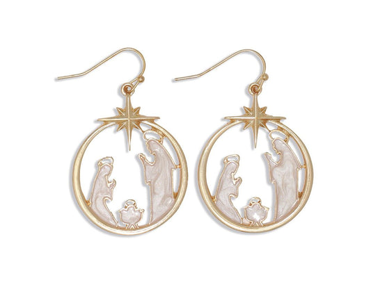 Pearlized Nativity Scene Earrings by Periwinkle