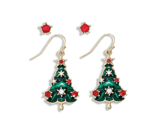 Red Crystals and Crystal Tree Earrings by Periwinkle