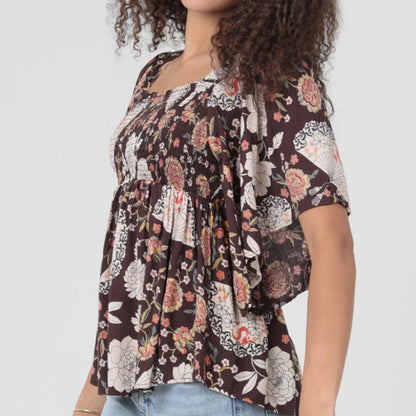 Autumn Bloom Smocked Top by Angie