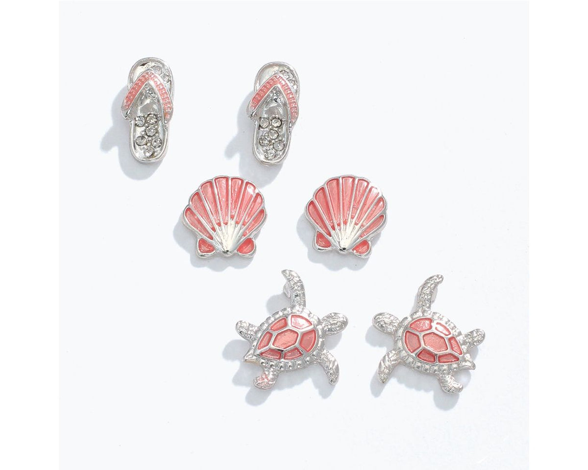 Soft Pink Coastal Trio Earring Set by Periwinkle