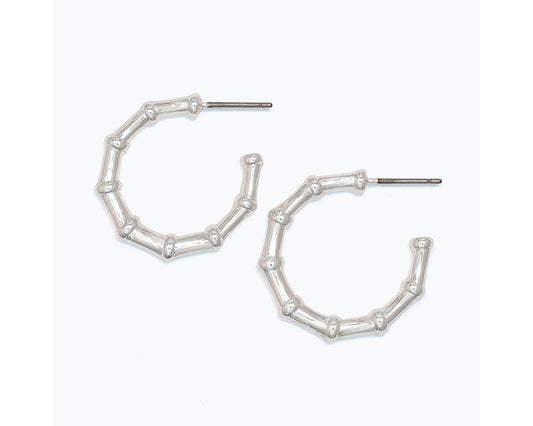 Bamboo-Inspired Silver Hoops by Periwinkle