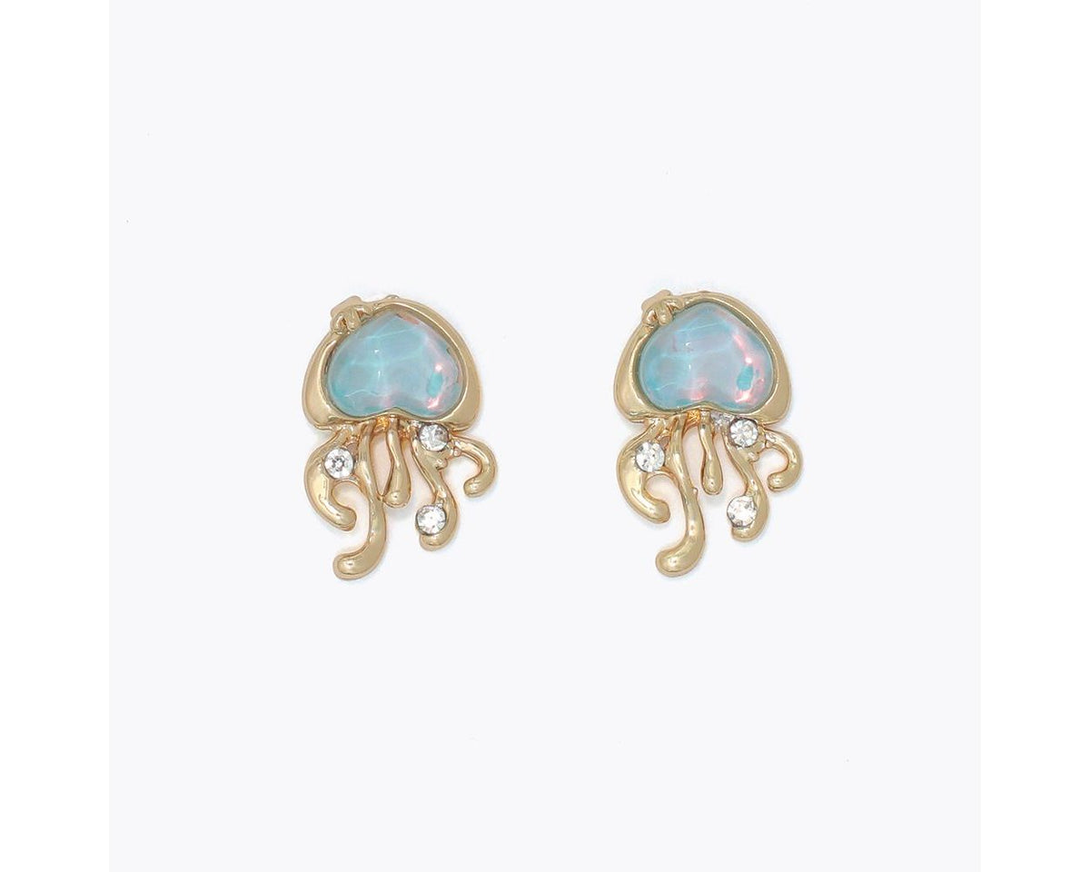 Dreamy Blue Jellyfish Earrings w/Crystals by Periwinkle