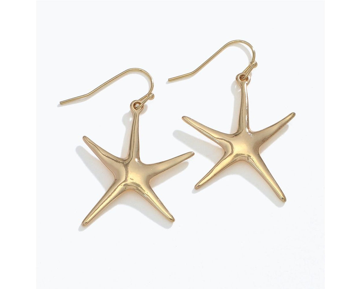 Fabulous Gleaming Gold Starfish Earrings by Periwinkle