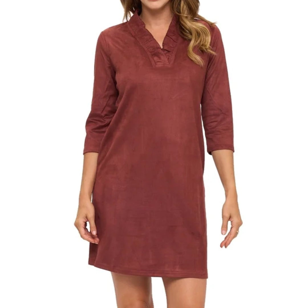 Juliet Ruffle Neck Shift Dress by Aryeh