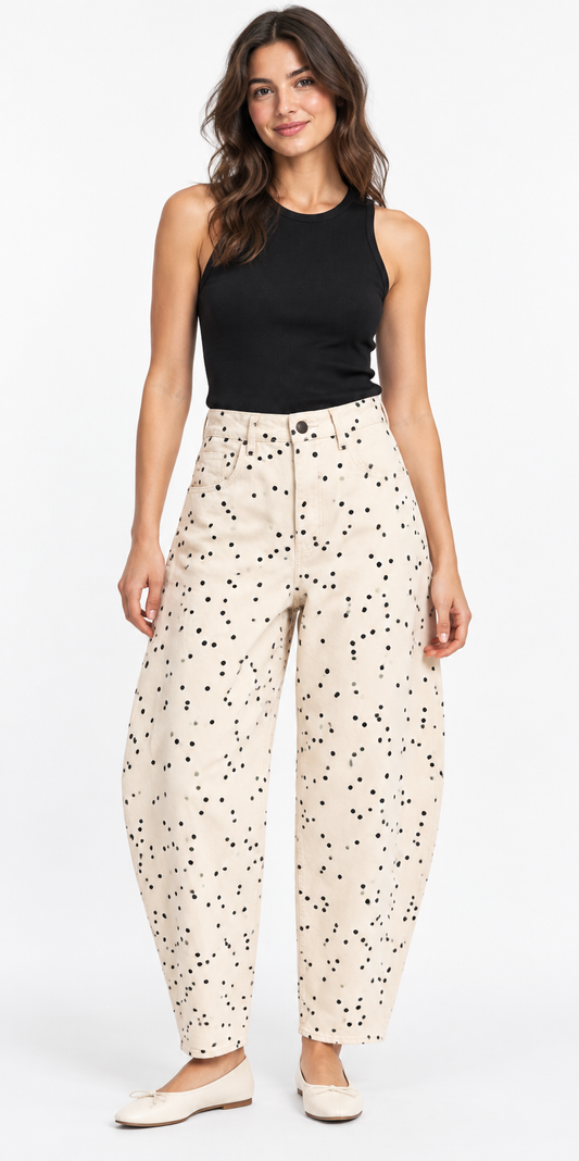 Polka Dot Barrel Jeans