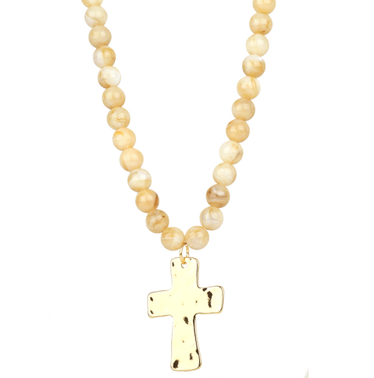 Resin Bead Cross Necklace - 18"