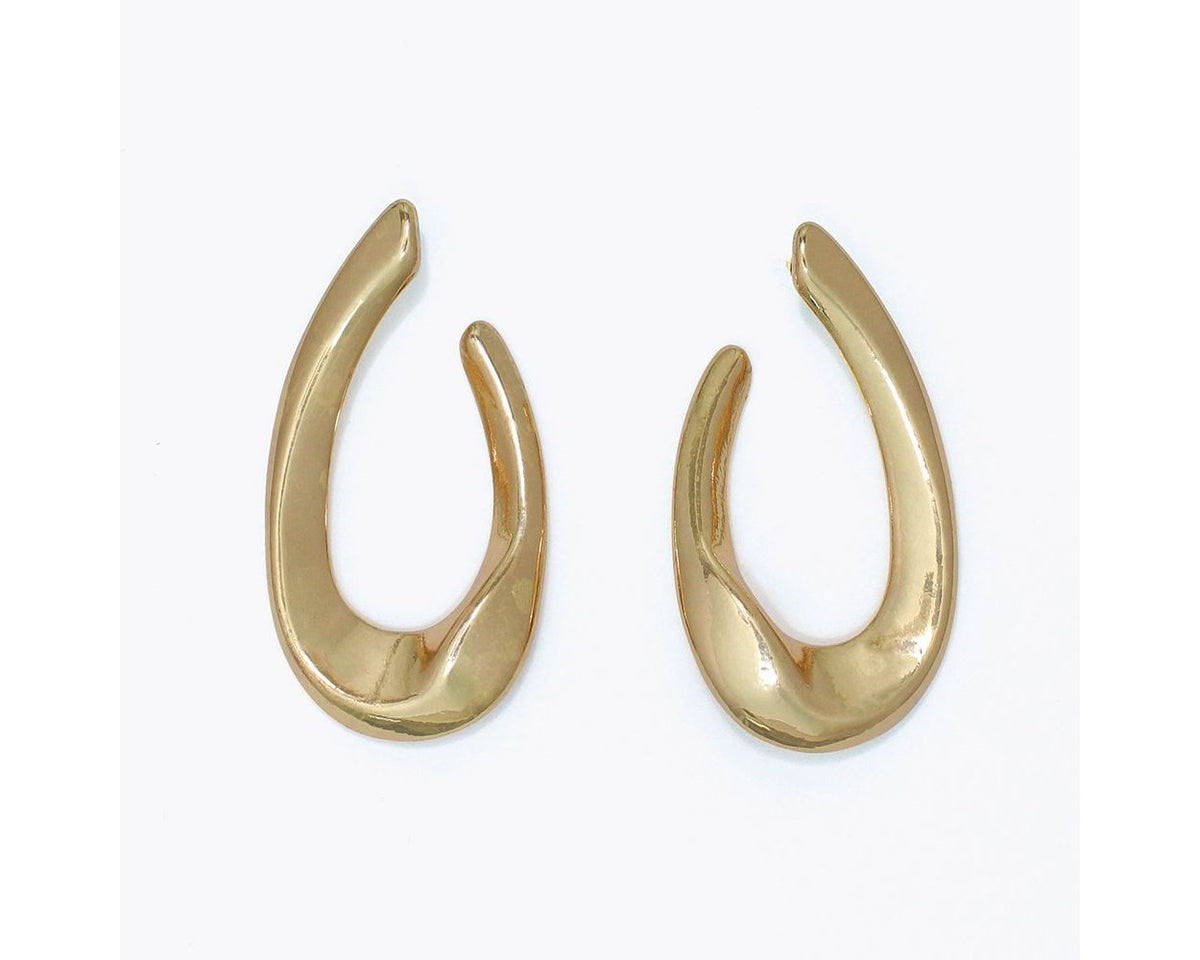 Polished Gold Open Oval Earrings by Periwinkle