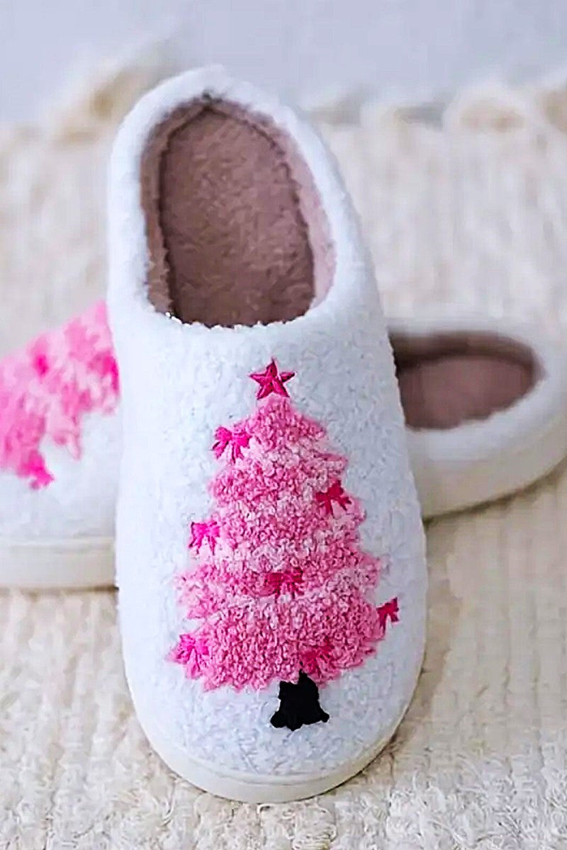 Christmas Tree Plush Cozy Slippers