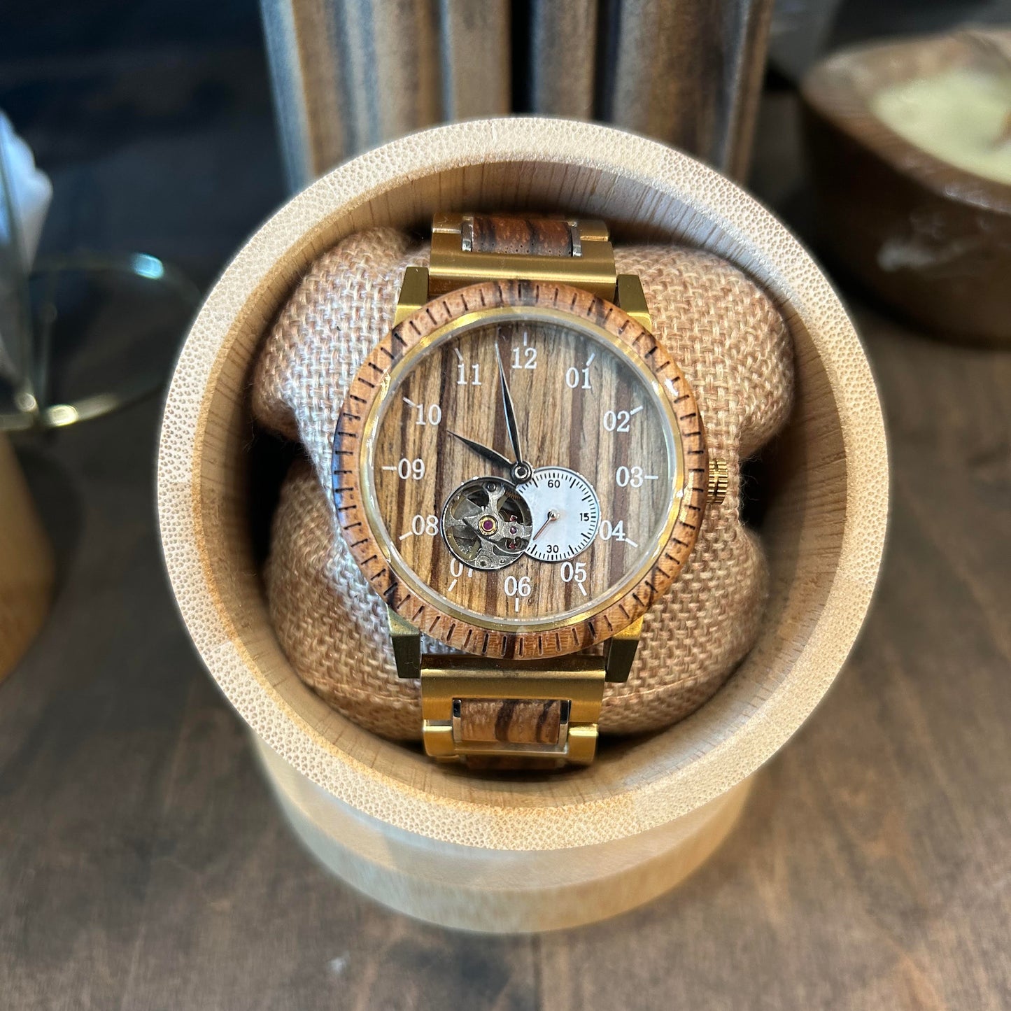 Wooden Automatic Style Mens Watch